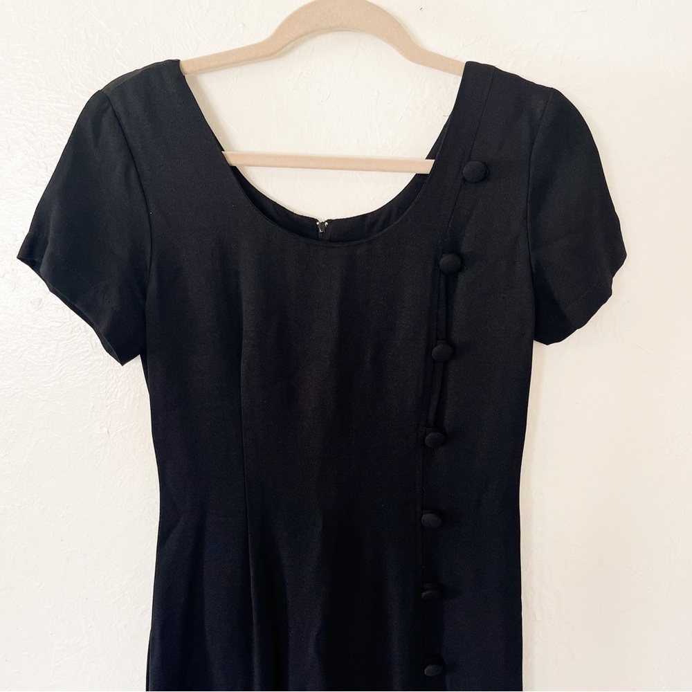 Vintage black fitted midi cocktail dress